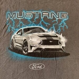 Ford Mustang Muscle Shirt Men's S Gray Graphic Car Lightning Sleeveless Tee NWT